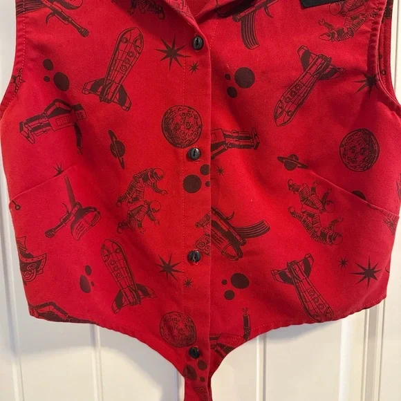 Rock Steady Women’s Space Themed Vest with Tie Front - Picture 5 of 6